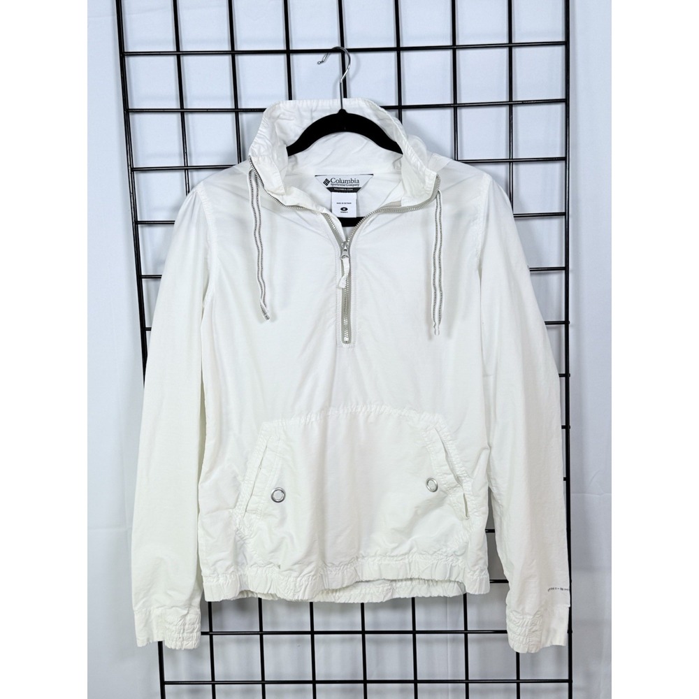 Columbia Sportswear Windbreaker Womens M Ivory Anorak Pullover‎ Jacket 90s Vtg